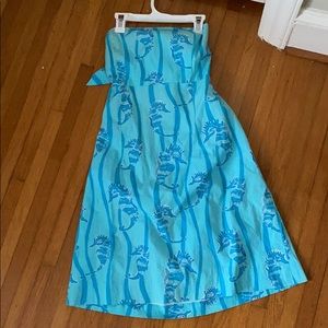 Blue seahorse strapless Lilly pulitzer dress
